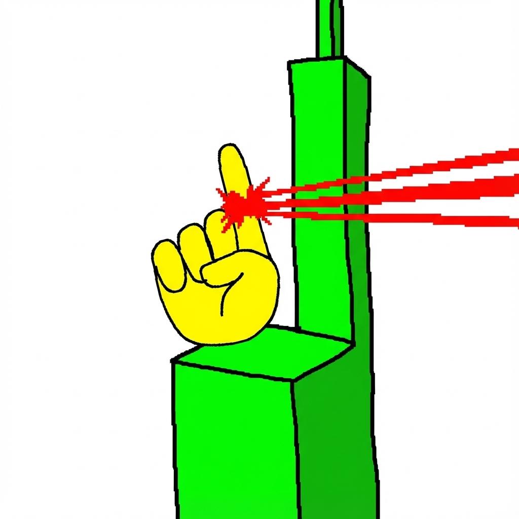 Yellow hand with laser effect