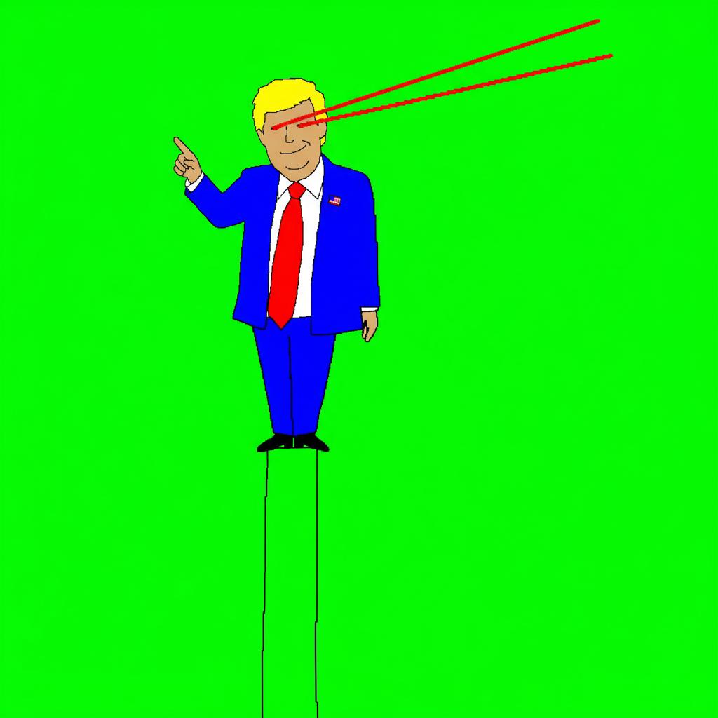 Person with laser eyes on pole