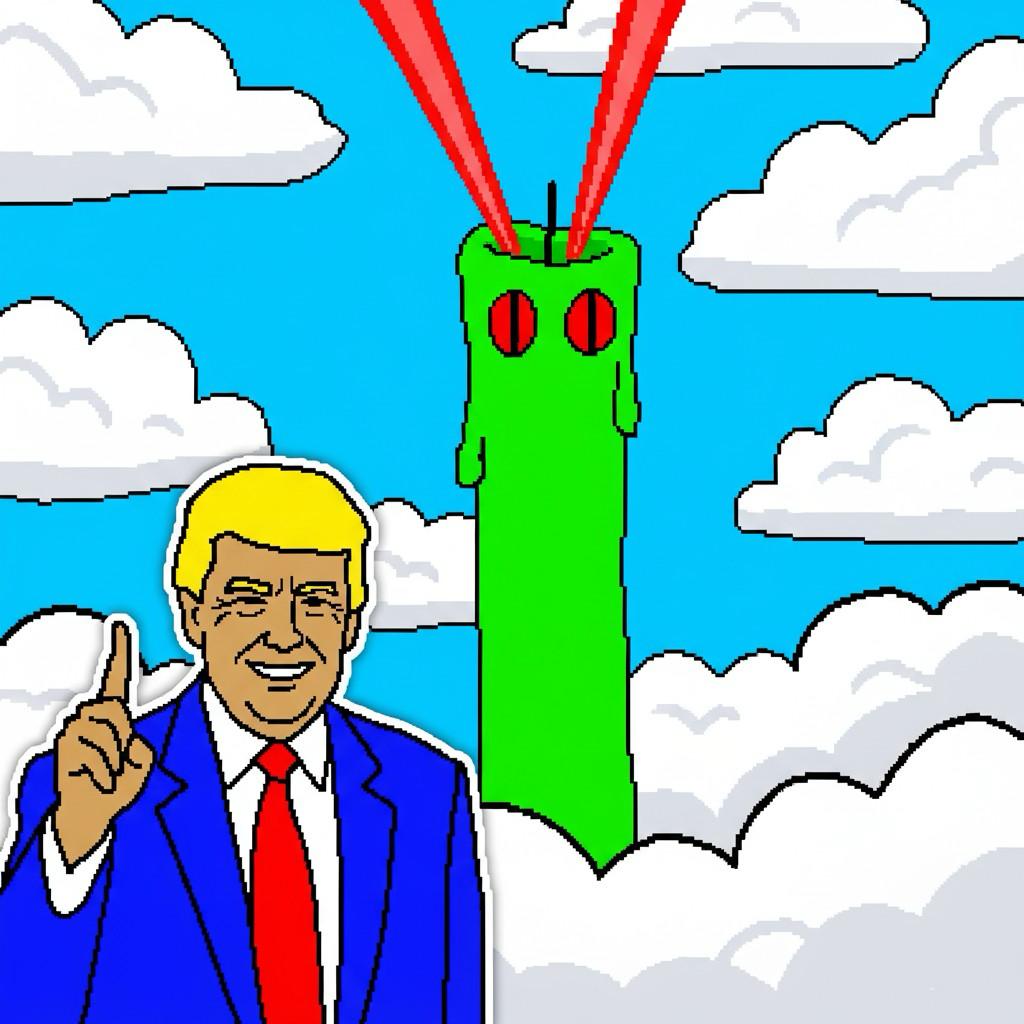 Person with green tower and laser beams