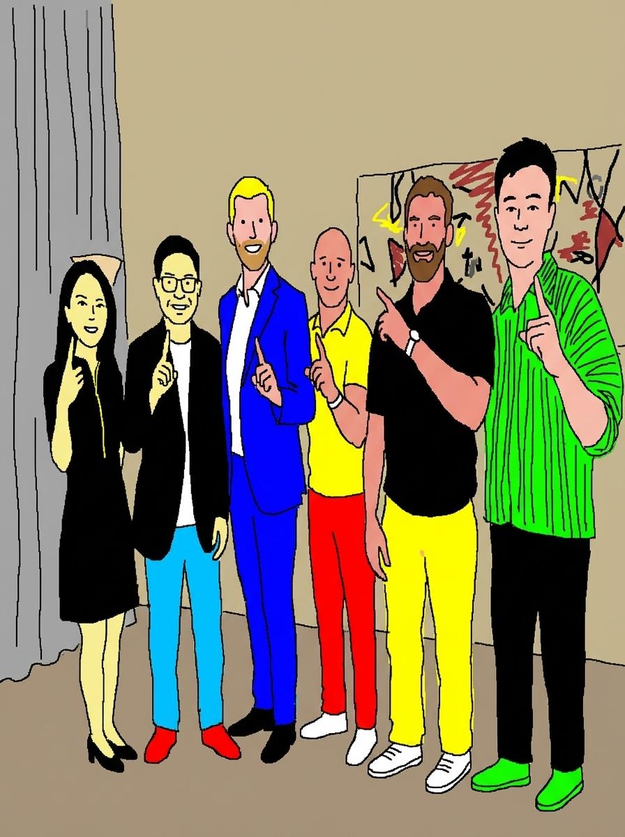 Group of people pointing up